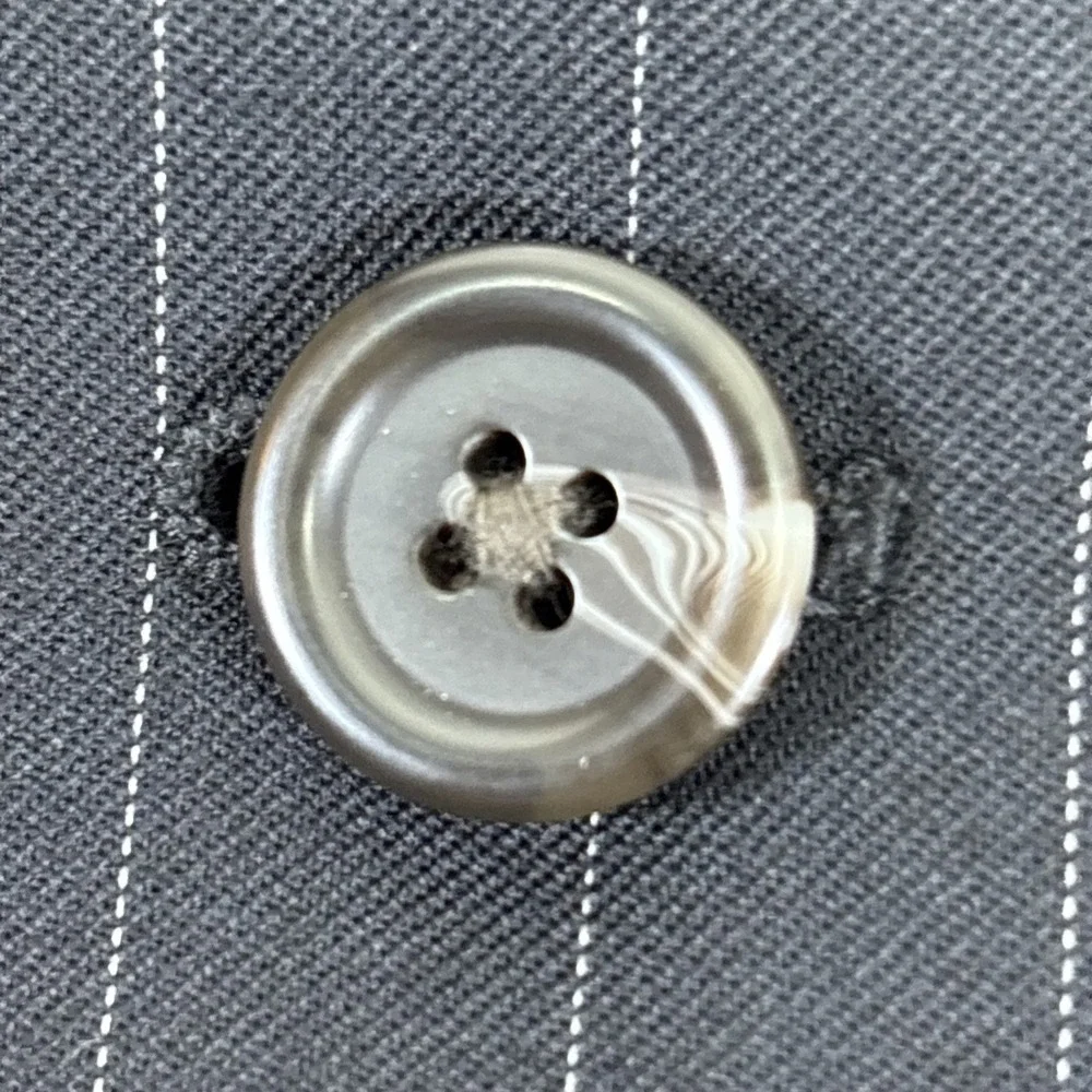 LAUREN Ralph Lauren Black Pinstripe 100% Wool 3 Button Summer Suit Jacket Sz 44L